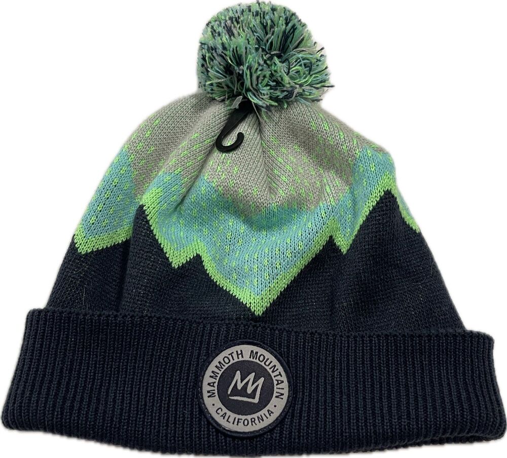 Mammoth Mountain California Beanie – Crown Collection Pom Pom Knit Hat Navy/Teal